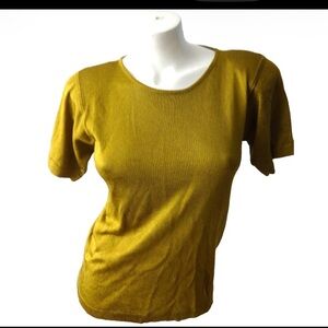 Vintage Ellen Tracy Gold Bronze Short Sleeve Top Size M